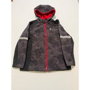 Free Country Boys Camo Softshell Jacket Fleece Lined Hooded Black Red Size 5/6